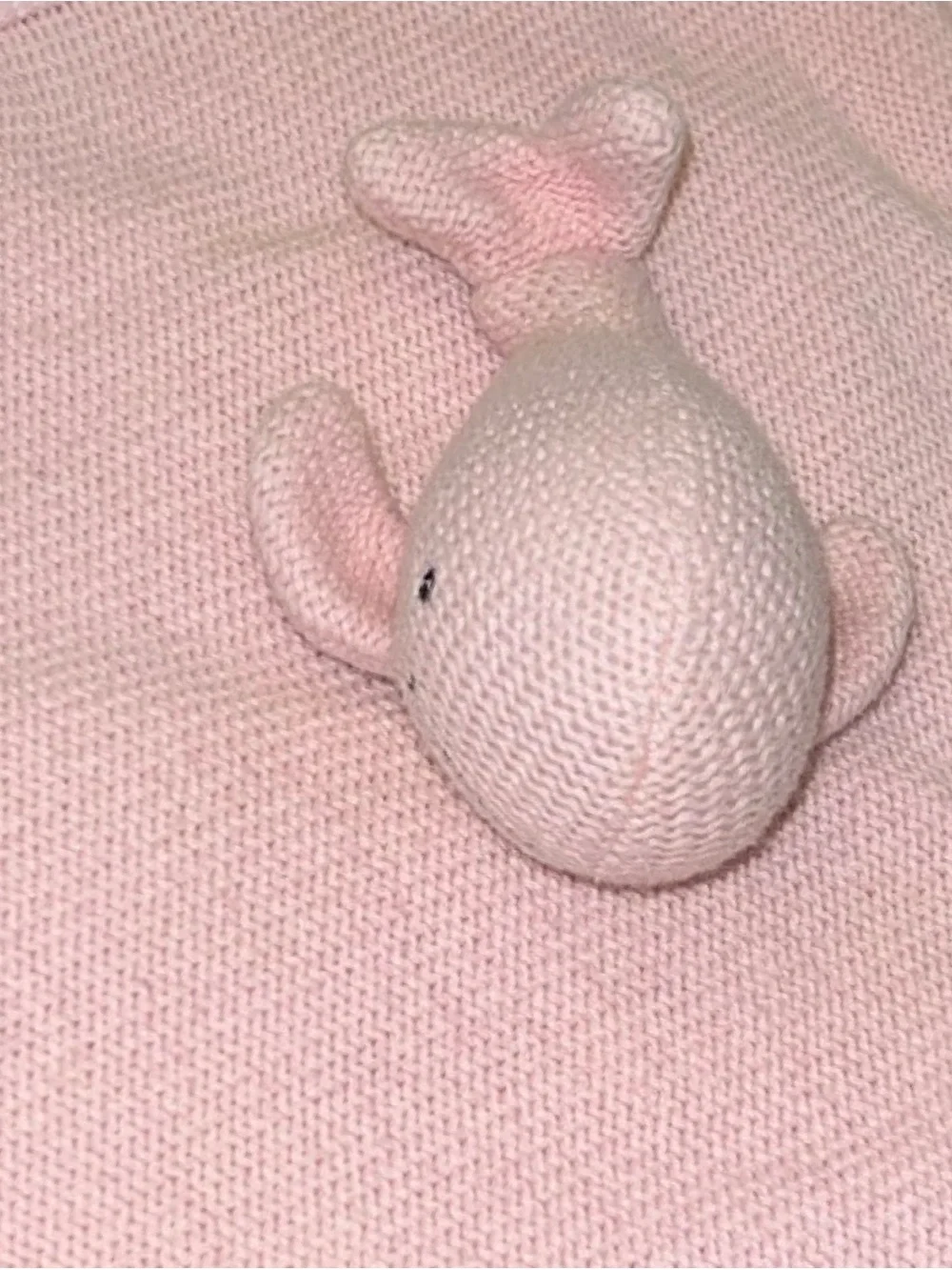 Peacock Alley Whale Baby Lovey Security Blanket Plush Knit Light Pink